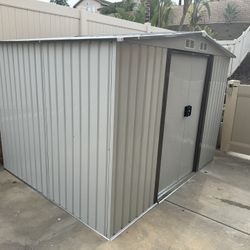 (New in box need assemble) 6’ L x 8’ W x 6.3’ H Metal Storage Shed Outdoor Garden Backyard 6x8 Storage 
