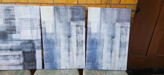 24×16 Modern Blue Abstract Canvas Prints