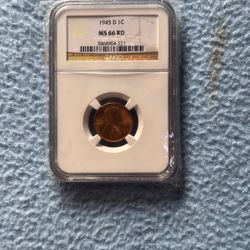 1945d Wheat Cent Ms66