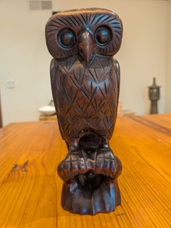 Vintage Carved Wood Owl