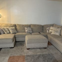 MUST GO Sectional Couch With Storage Ottoman 