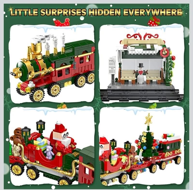 1122 Pieces Christmas Train Building Kit with Led Light + Mystery Gift π