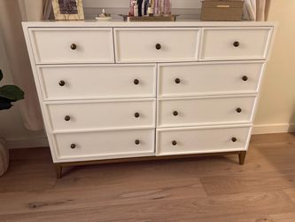 White Dresser with Gold Hardware