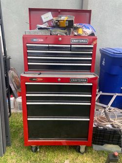 Craftsman 2-Piece Rolling Tool Chest & Cabinet + Tools