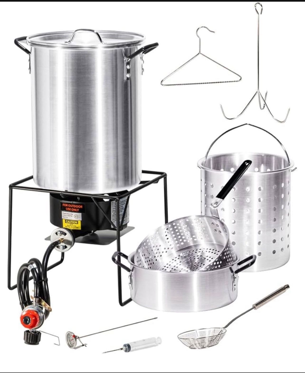 Barton Propane 30 Qt. Turkey & 10 Qt. Fish Fryer Boiler Steamer Set, 37,000 BTU Burner, Ideal for Outdoor Cooking, Complete Set
