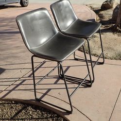 PU Leather Counter Height Stools, Antique Gray, Set of 2