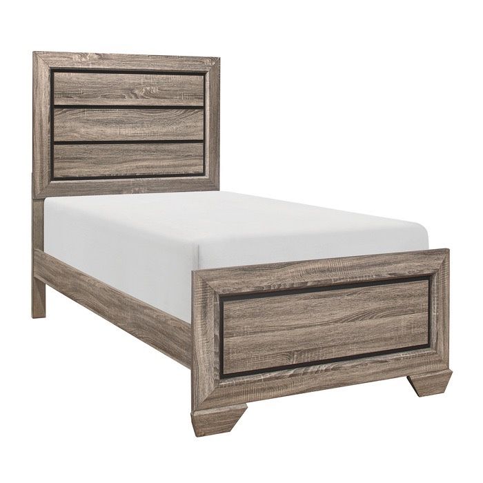 RUSTIC FAUX WOOD VENEER NATURAL FINISH FRAME CAMA SENCILLA