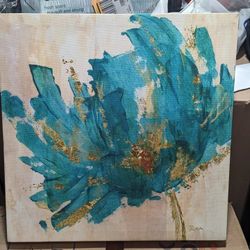 Faicai Canvas Painting Turquoise And Gold 