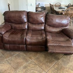Brown Leather Recliner Sofa