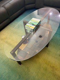 Oval Glass Top Coffee Table