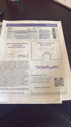 STEVEN CURTIS CHAPMAN TICKETS WEDNESDAY 12/3