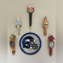 Vintage Seattle Seahawks Stain Glass Hanging
