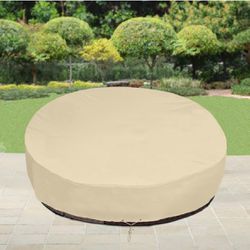 YANGSHILEI Outdoor Daybed Cover, 88 inch Patio Daybed Covers Waterproof,Round Daybed Covers,Patio Furniture Covers for Round Daybed Sofa, khaki