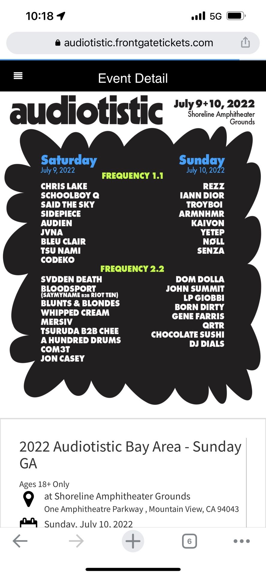 Sunday GA Ticket Only 80$