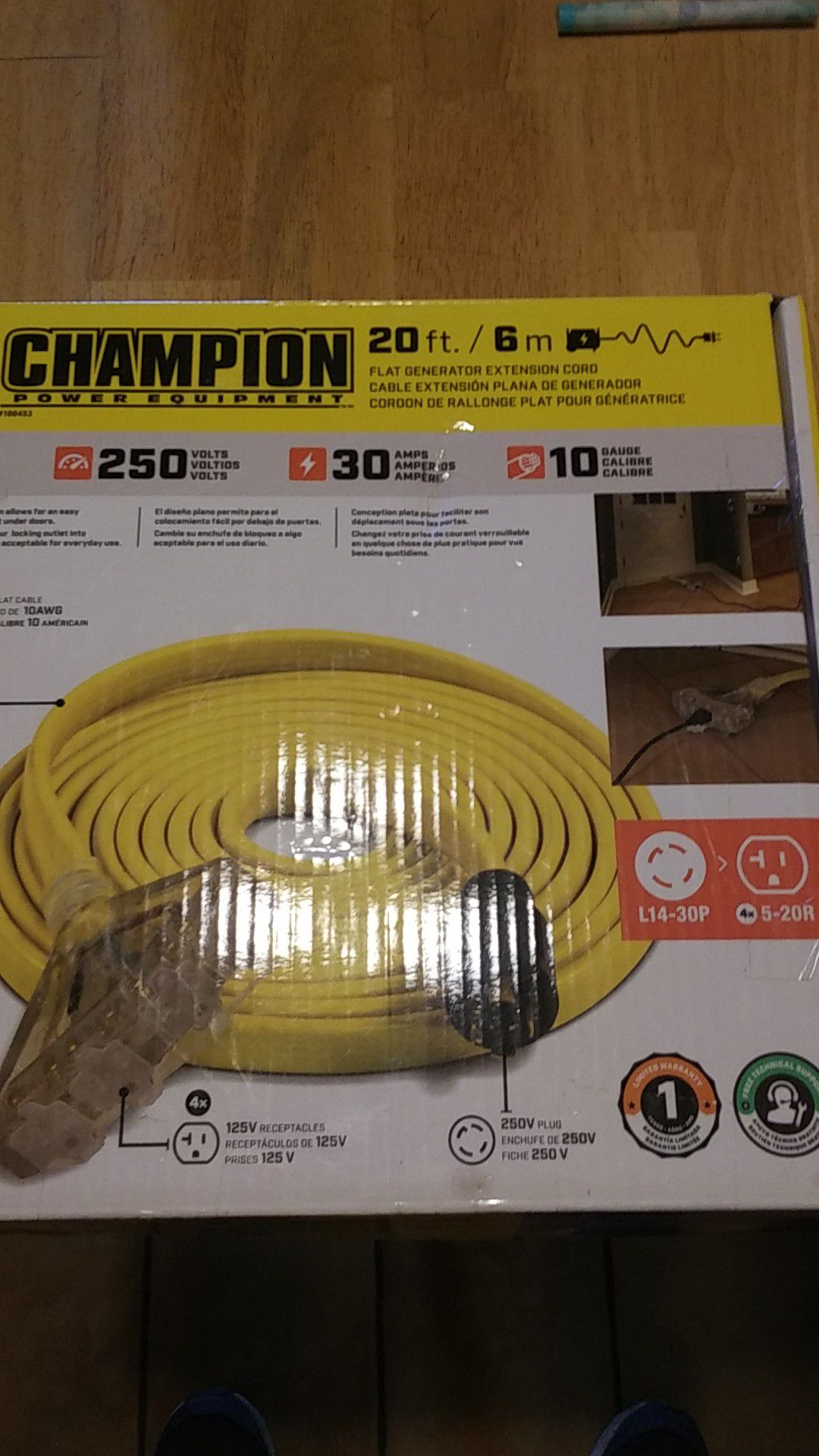 Champion flat generator cord
