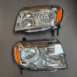Pair 2012-2015 Honda Pilot Halogen Chrome Housing Headlights Assembly HeadLamps LH RH Side