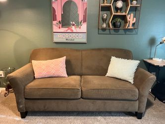 Tight Back Cushion Microfiber Olive/Brown Sofa