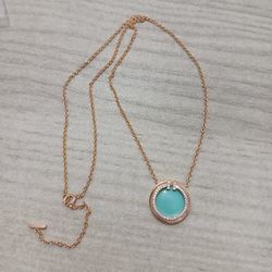 Tiffany & Co. Diamond And Turquoise Circle Pendant Necklaces