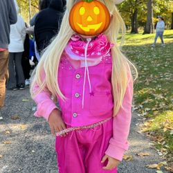 Kids girls Barbie Costume WITH BLONDE WIG For Halloween Cosplay Dress Up Barbie WORN ONCE SIZE 7