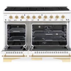 Beautiful Hallman CLASSICO series 48 in. Freestanding All Gas Range with Natural Gas (NG)