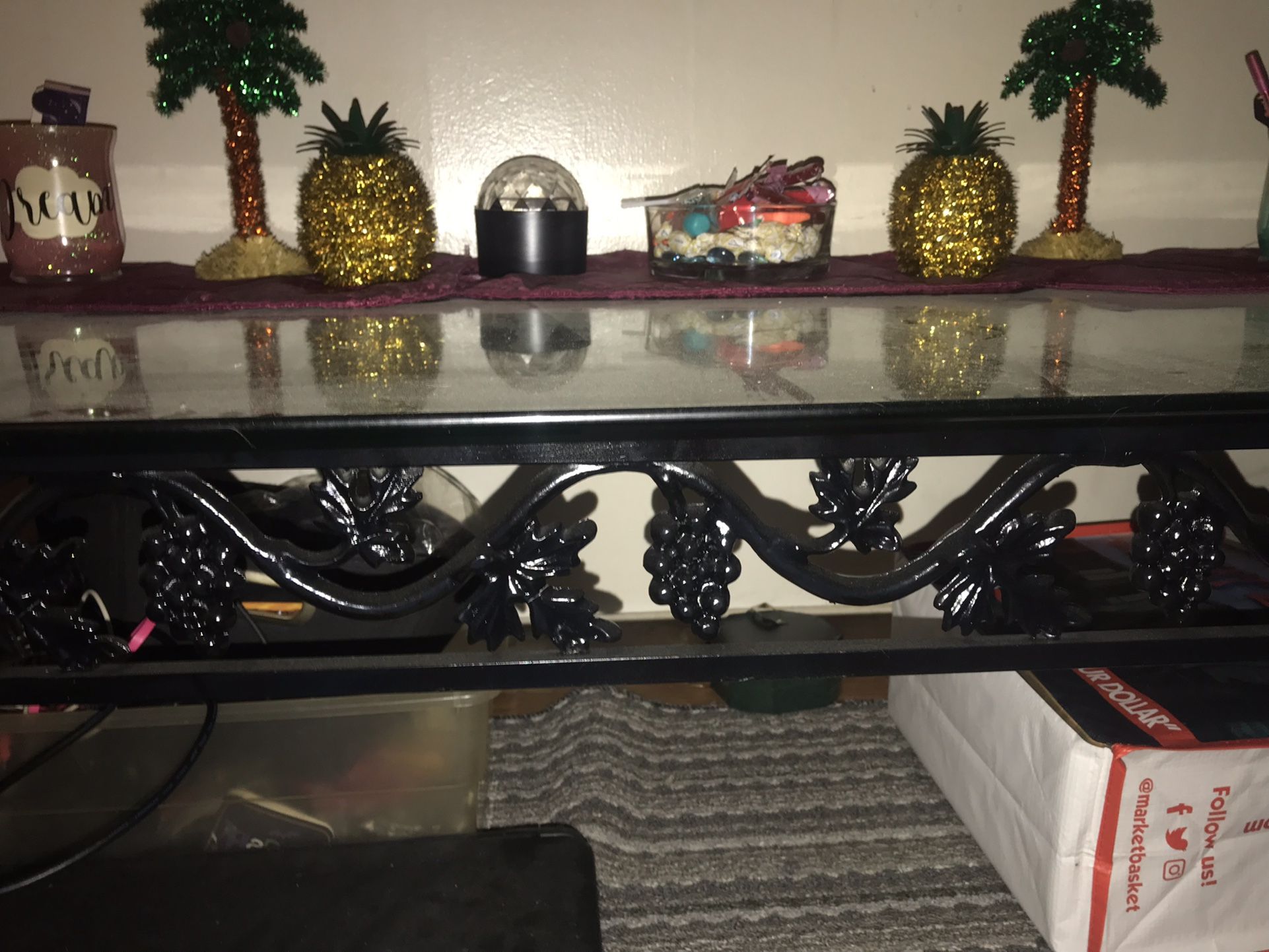 IRON GLASS TOP COFFEE TABLE $40