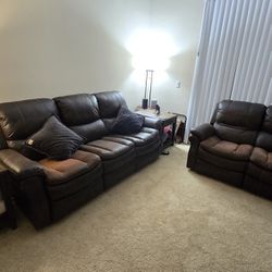 Living Spaces Electric Leather Couch & Loveseat