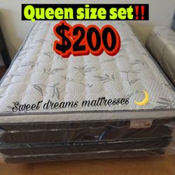 Queen Size Euro Pillow Top Mattress Set ‼️