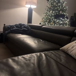 El Dorado Grey Leather Sofa $900