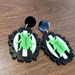 Beetle Cameo Earrings