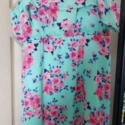 Girls Mint Green Flower Dress