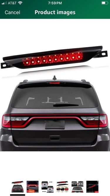 High Mount Stop LED Third Brake Light Fit For 2011-2017 Dodge Durango Jeep Grand Cherokee Dodge Caliber Jeep Compass(Smoke)