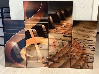 4 Panel Music Note Canvas