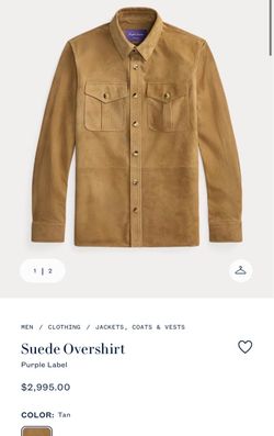 SELL TODAY - Men’s BRAND NEW RALPH LAUREN Purple Label Suede Overshirt Sz XL