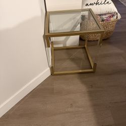 Set of 2 - Gold and Acrylic End Tables 