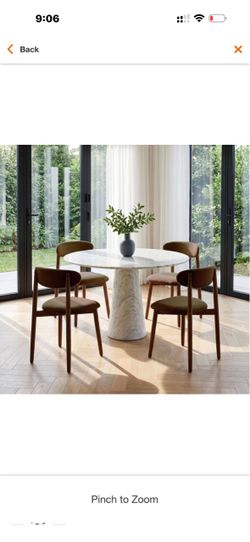 Modern Brown Linen Upholstered Cutout Back Dining Chair with Soild Wood Legs (Set of 4)