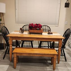 Dining Table With Chairs & Bench