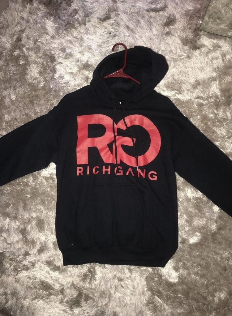 Mens size small Rich Gang hoodie young thug Black red tee rap