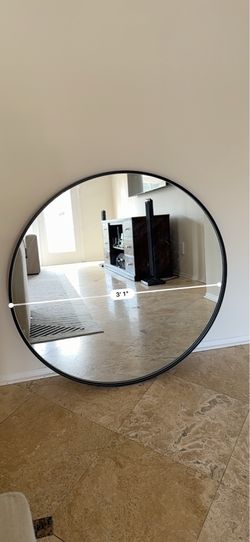 Black Frame Modern Circular Mirror