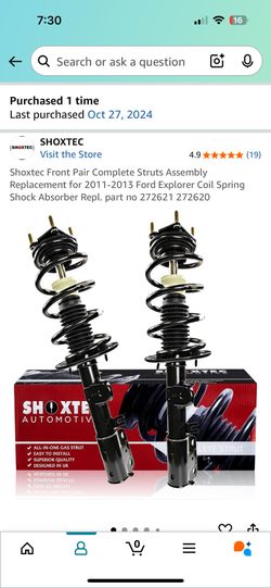 2013 Ford Explorer Shoxtec Front Pair Struts