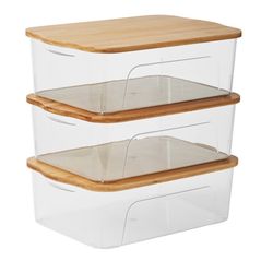 Members Mark Storage Bins With Bamboo Lids Set Of 3 Brand New 