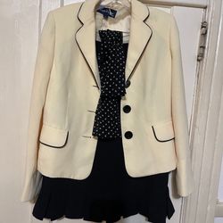 Evan Picone suit 2 piece set SZ 4 Skirt Montpellier With Scarf!