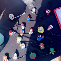 Straw Toppers Halloween  🎃  Hello Kitty Stitch Disney Etc Straw Toppers 
