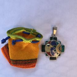 Inca Andean Cross Pendant Peruvian indigenous 