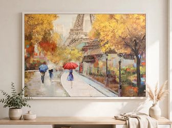 Paris Eiffel Tower Canvas Wall Art, Large, White Frame