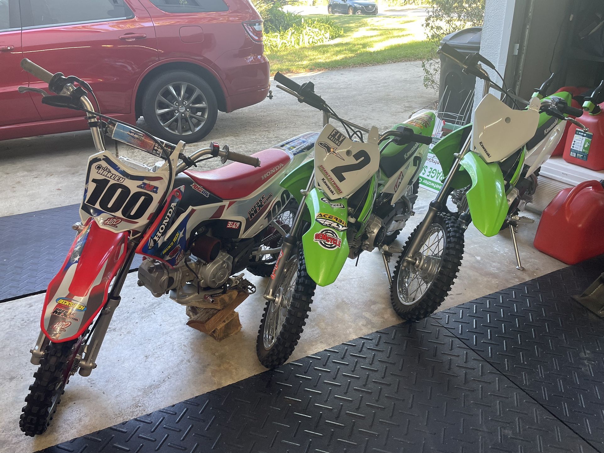 Kawasaki And Honda Dirt Bikes