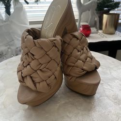 Jessica Simpson Brown Woven Platform Mules - Sz 8