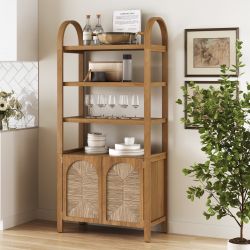 Boho Seagrass Arched Bookshelf Light Brown by Nathan James *new in box*