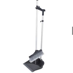 Broom With Steel Dust Pan Set, New