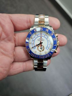 Rolex Yacht-Master II 44mm BLUE HANDS Two-Tone 18K Rose Gold Steel 116681 Watch