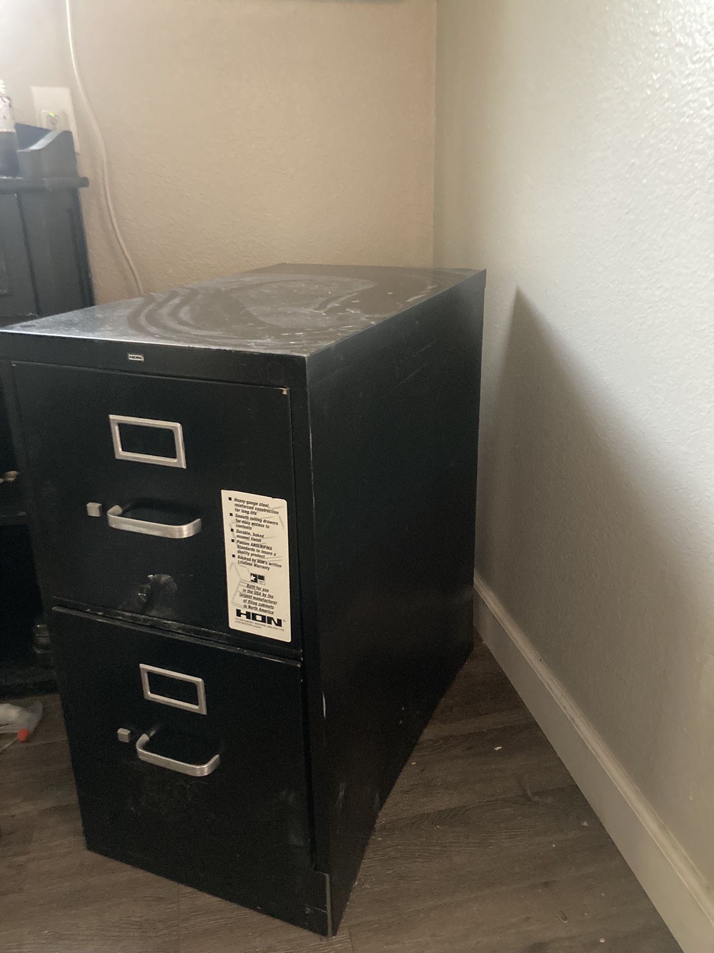 HON black Two Drawer Filing Cabinet